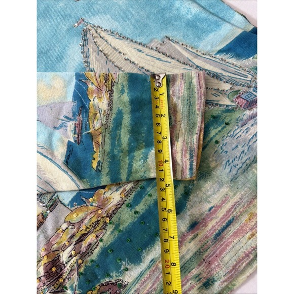 Take Two vintage 3/4 sleeve shirt cotton lighthouse sequins sailboats coastal L - Picture 10 of 16